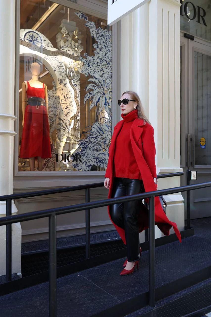 Anastasia Kartashova outside a Dior boutique in New York